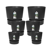 5x Pot elho Greenville zwart (2x D30xH28, 1x D24xH23, 2x D14xH13)