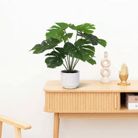 Kunst Monstera Deliciosa inclusief witte pot - 50cm