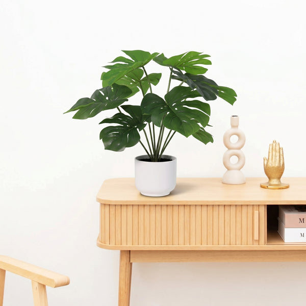Kunst Monstera Deliciosa inclusief witte pot - 50cm kopen bij Green Bubble