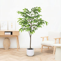 Kunst Tropical plant including white pot - 153cm